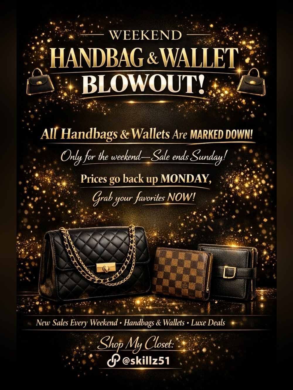 HANDBAGS HAS BEEN🤑DISCOUNTED 40% TO 75% PRICED TO SALE 🤑 ♥️